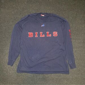buffalo bills spell out with logo nfl navy long sleeve shirt size 2xl